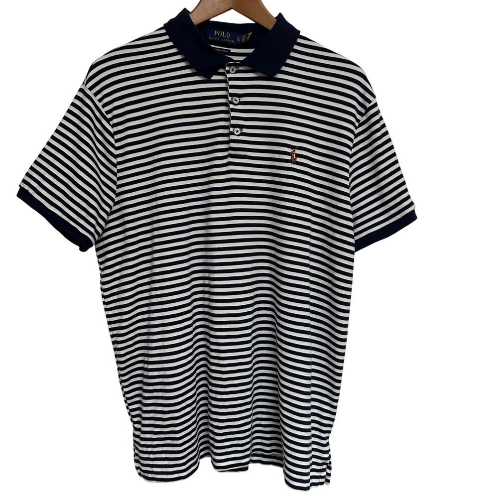 Polo Ralph Lauren‎ Custom Slim Fit Striped Polo Shirt XL Pony Logo Preppy